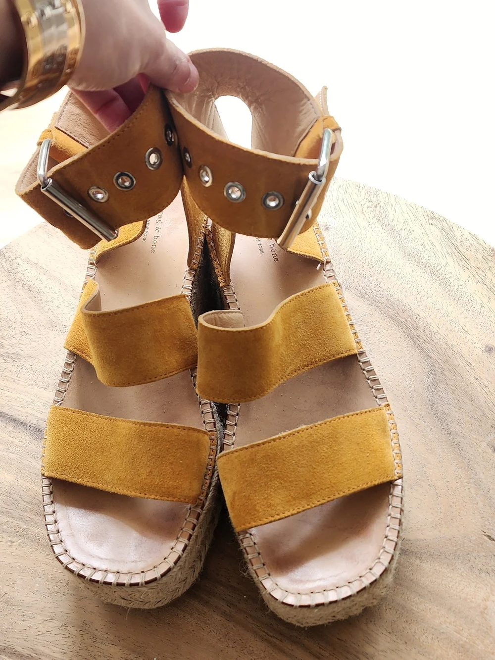 rag & bone Mustard Suede Platform Espadrille Sandals Size 37.5